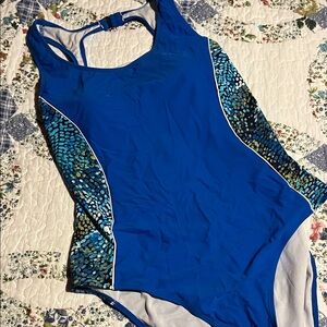 Catalina Blue and Patterned Women's One Piece Swimsuit